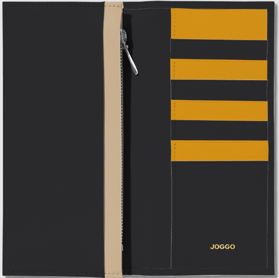 JOGGO(ジョッゴ) 長財布　ブラックベース　配色　例1